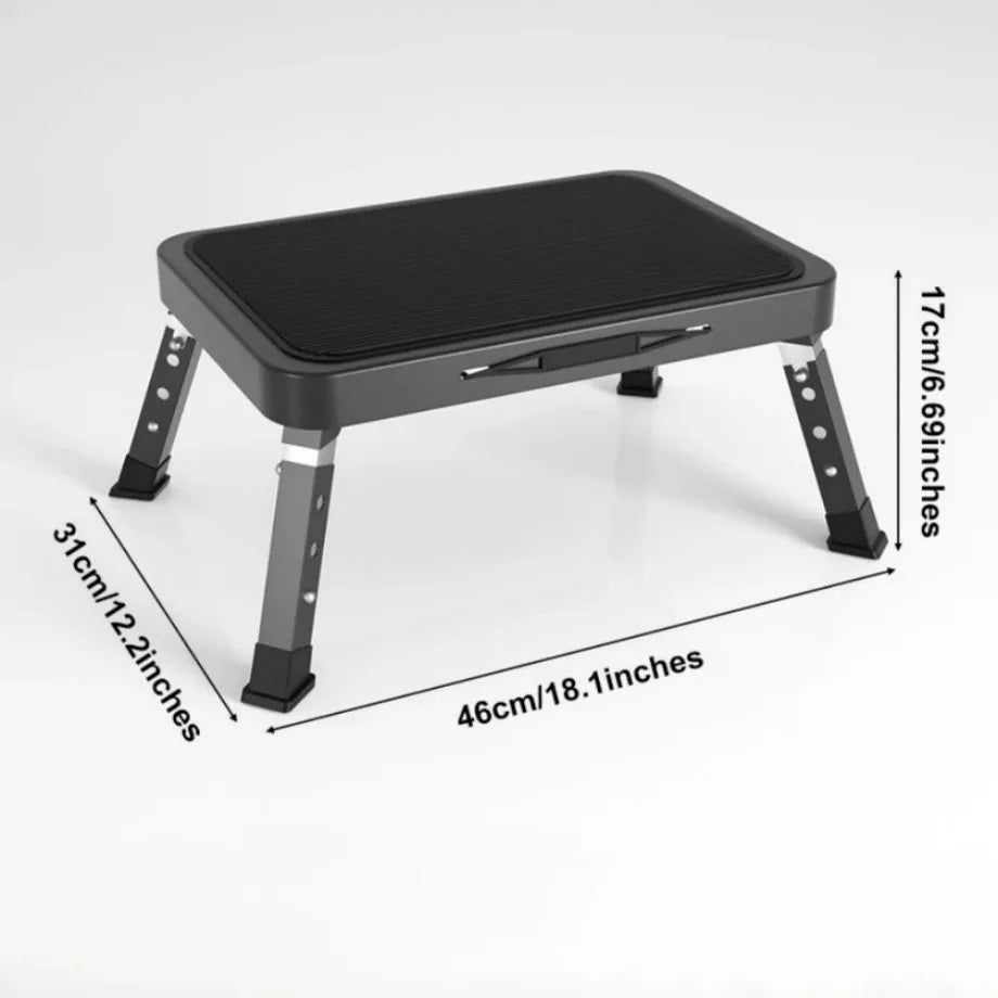 🔥3-Step Foldable Step Stool 150kg Capacity, Anti-Slip PVC Pedal & Carbon Steel Frame for Home/RV/Camping (Black/White)