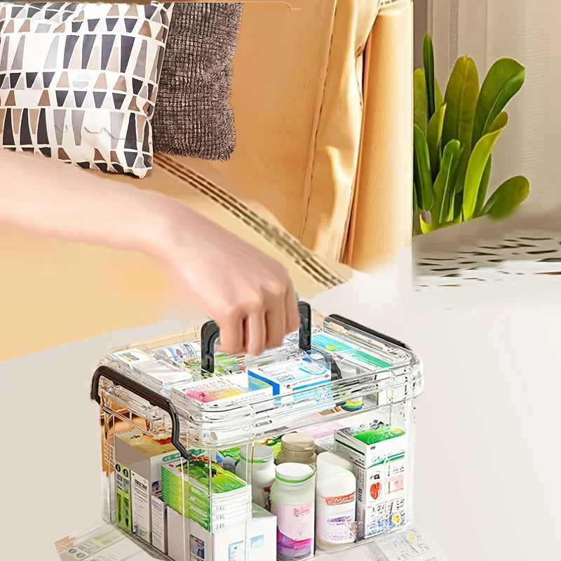 Convenient and Transparent Medicine Organizer Box for Home and Travel with Easy Access