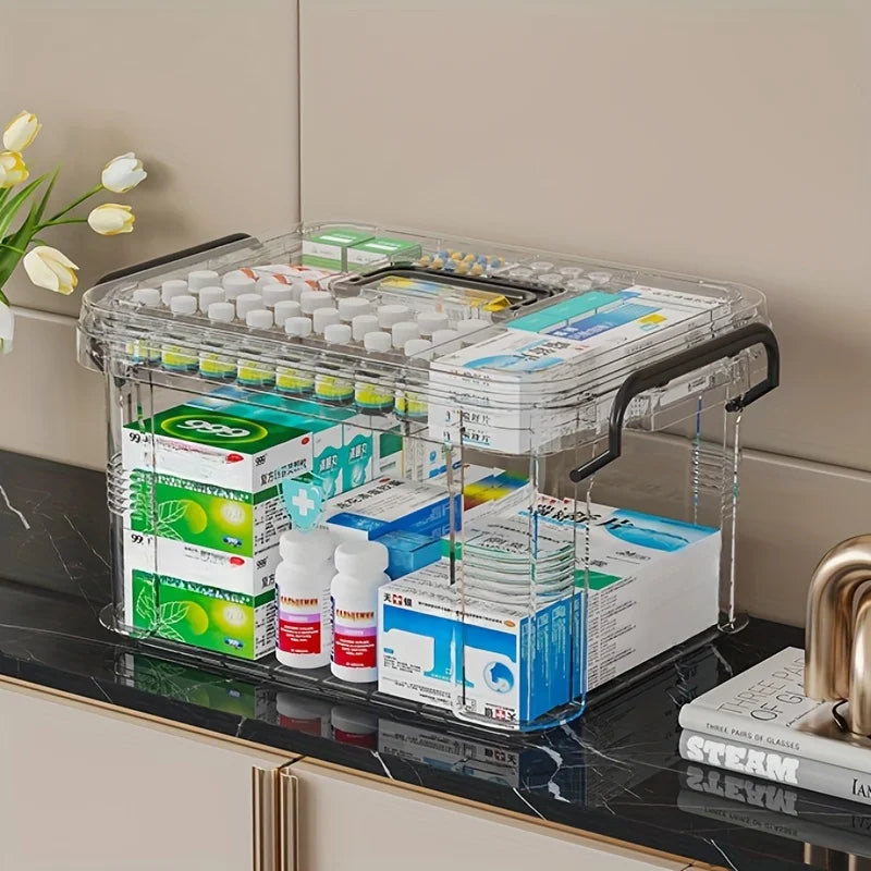 Convenient and Transparent Medicine Organizer Box for Home and Travel with Easy Access