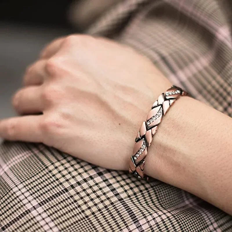 Magnetic Therapy Arthritis Pain Relief Bracelets for Women Magnetic Steel Titanium Health Bracelet with Crystal Fashion Jewelry