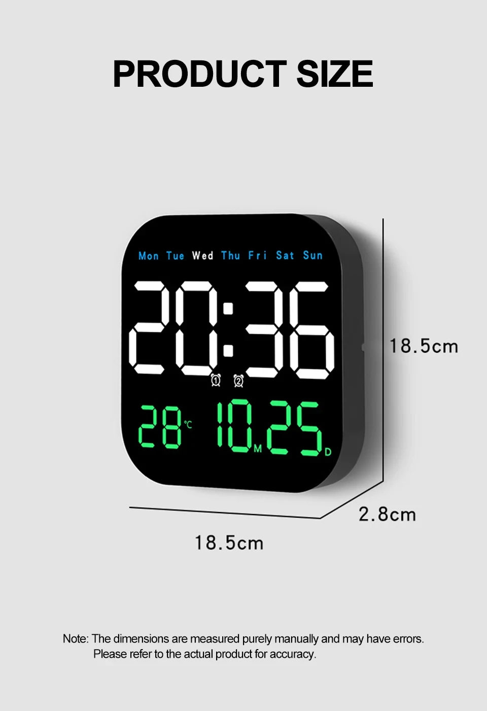 Digital Wall Clock LED Alarm Clock Large Display With Timing Function Remote Control Clock for Living Room Office Bedroom Decor