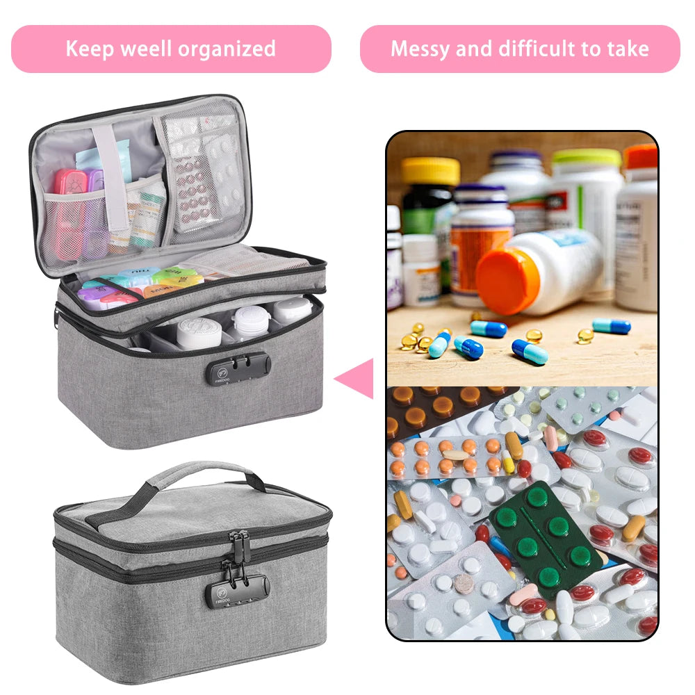 Medicine Storage Organizer Bag Empty, Travel Medicine Bag Pill Bottle Organizer Box, Home Medication Bag