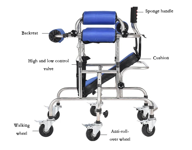 Children's Standing Frame Disabled Child Walker Walker Paraplegic Lower Limb Training Standing Frame with Wheel Walker