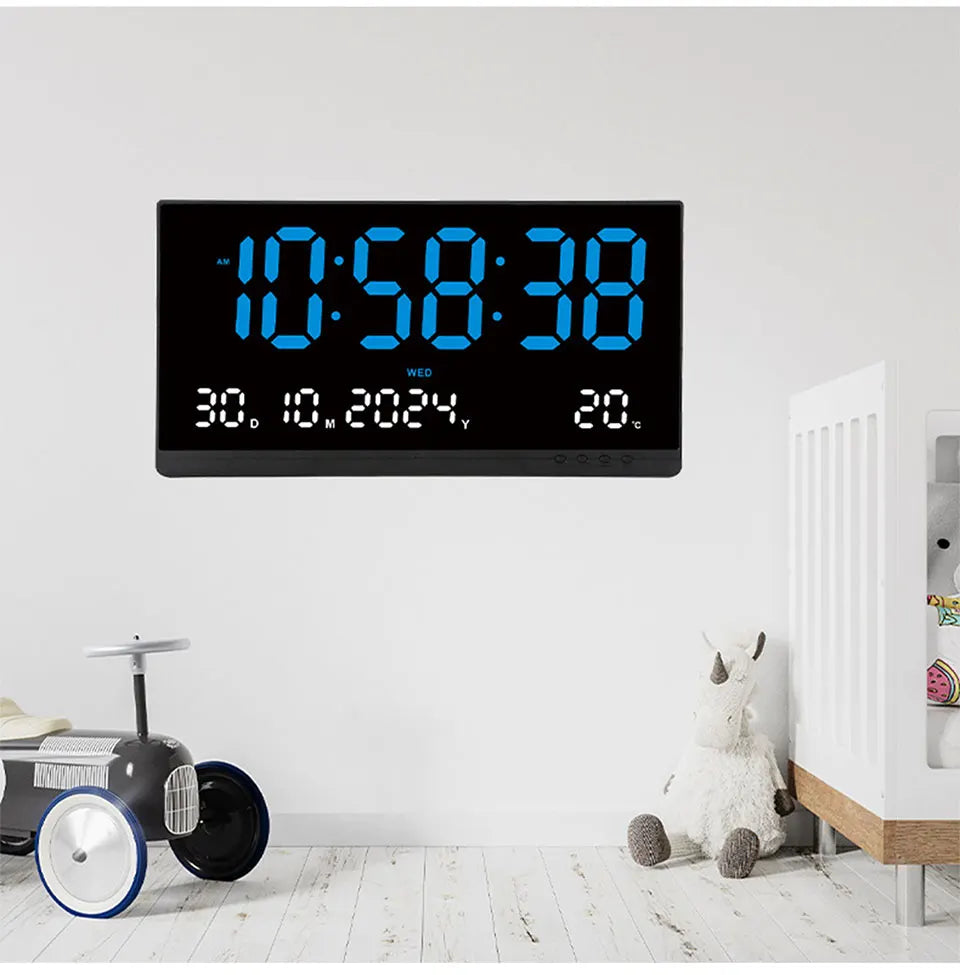 21 Inch Large Digital Wall Clock Large LED Screen Display Clock with Time/Date/Week/Temperature 12/24H Adjustable Brightness