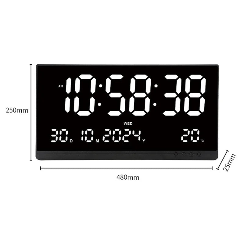 21 Inch Large Digital Wall Clock Large LED Screen Display Clock with Time/Date/Week/Temperature 12/24H Adjustable Brightness