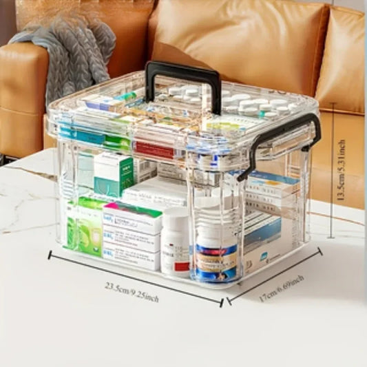 Convenient and Transparent Medicine Organizer Box for Home and Travel with Easy Access
