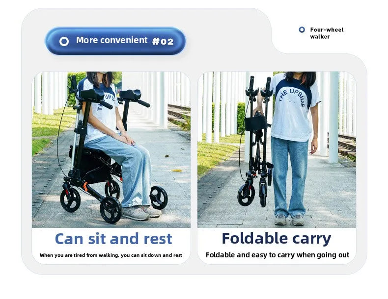 Walker Aid For The Elderly Rehabilitation Walking Anti-Fall Adjustable Folding Walking Rollator Carts With Arm Support Walker