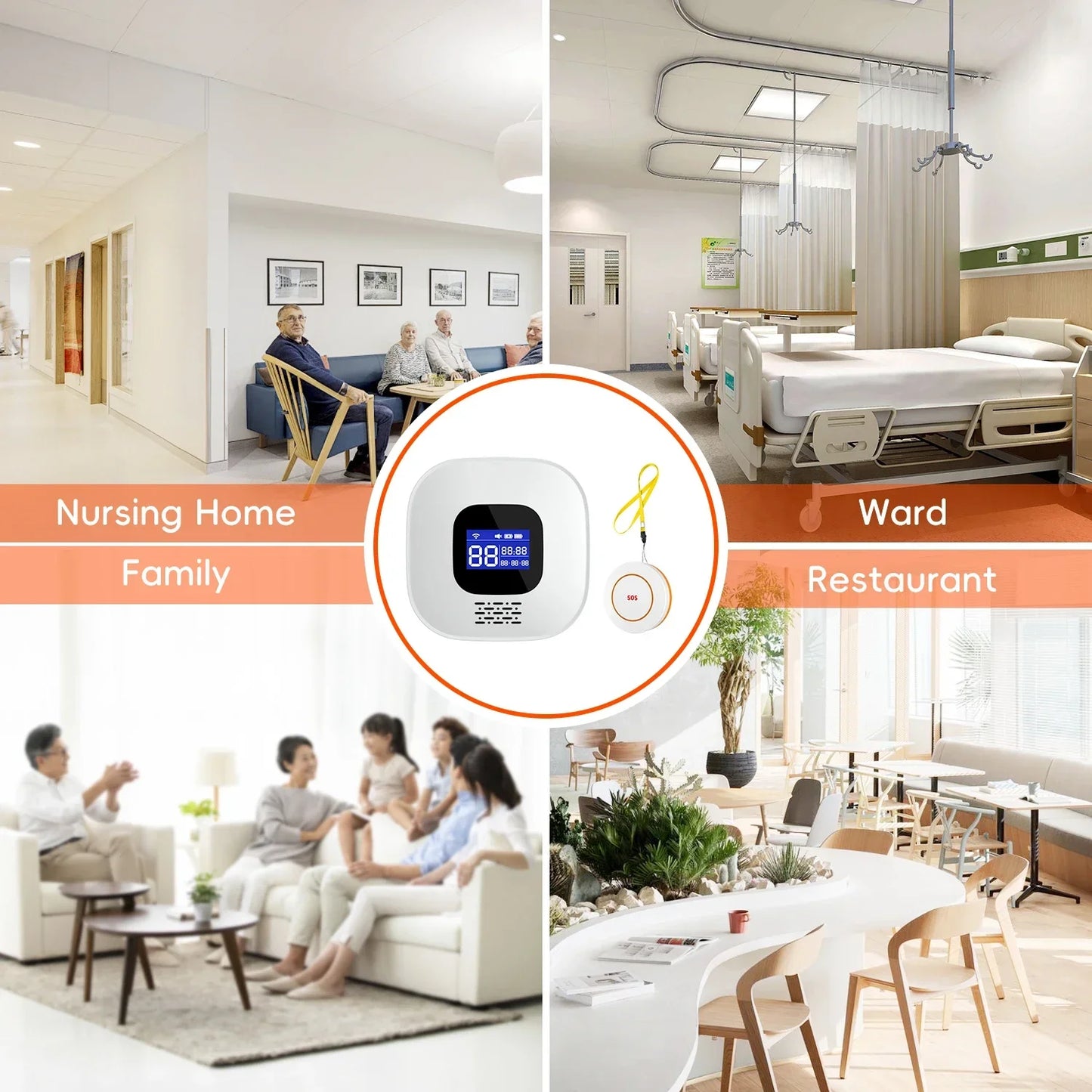 WiFi Wireless Caregiver Pager Alert Call Buttons System Elderly Falling Seniors Patient Disabled