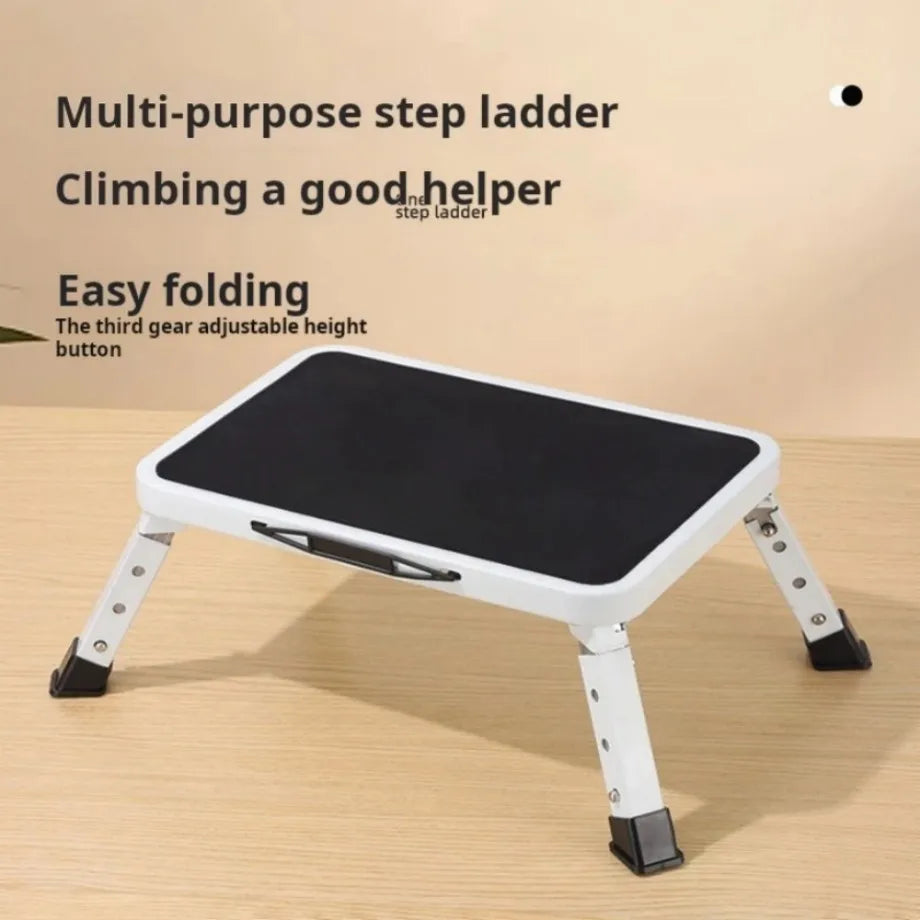 🔥3-Step Foldable Step Stool 150kg Capacity, Anti-Slip PVC Pedal & Carbon Steel Frame for Home/RV/Camping (Black/White)