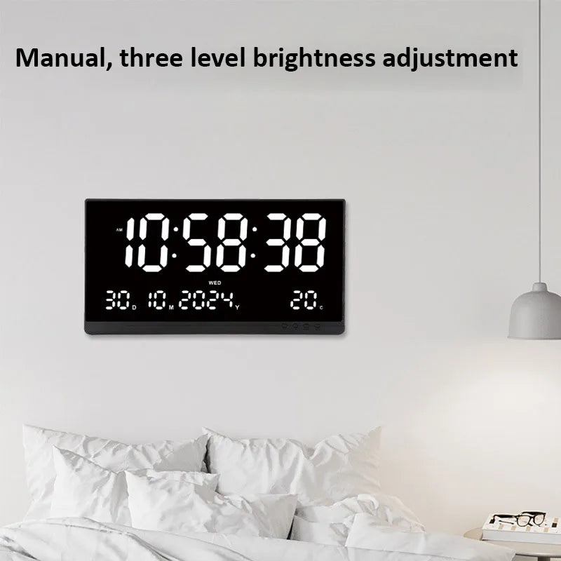 21 Inch Large Digital Wall Clock Large LED Screen Display Clock with Time/Date/Week/Temperature 12/24H Adjustable Brightness