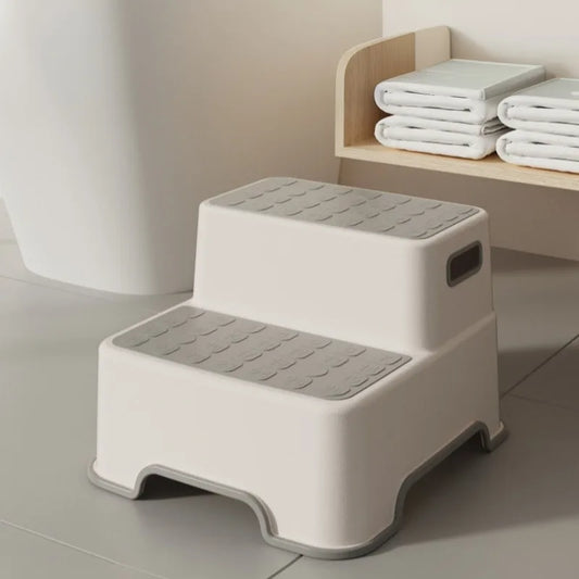Portable Step Stool Bathroom Anti Slip Two-step Ladder: Suitable for Toilet Training and Sink - Plastic, No Electricity Required