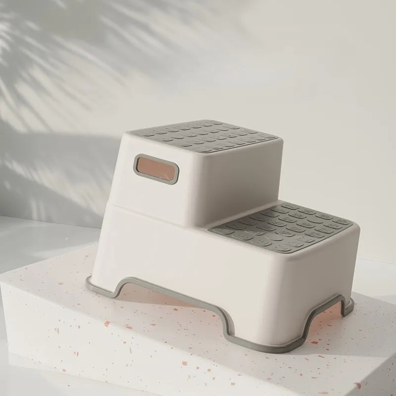 Portable Step Stool Bathroom Anti Slip Two-step Ladder: Suitable for Toilet Training and Sink - Plastic, No Electricity Required