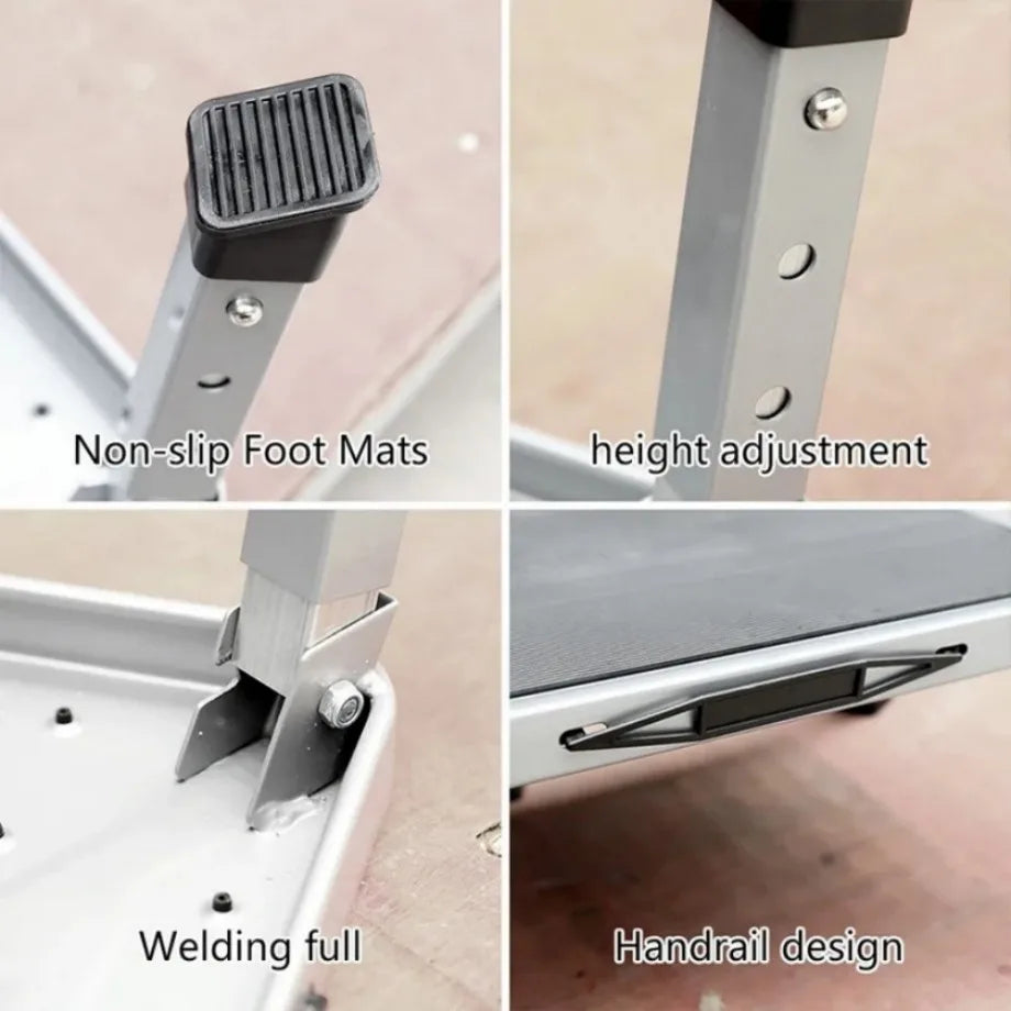 🔥3-Step Foldable Step Stool 150kg Capacity, Anti-Slip PVC Pedal & Carbon Steel Frame for Home/RV/Camping (Black/White)
