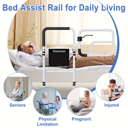 Bed Rails for Elderly Adult Safety, Bed Guard Rails for Adults, Bed Assist Rails for Seniors, Bed Side Rail with Storage Pouch, Adjustable Bed Safety Rail for King Queen Full Twin Size Bed