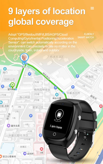 Elderly Smart Watch For Senior Falling Detection GPS Positioning 4G SOS Phone Call Medicine Remind Footprint Track HeartRate GK8