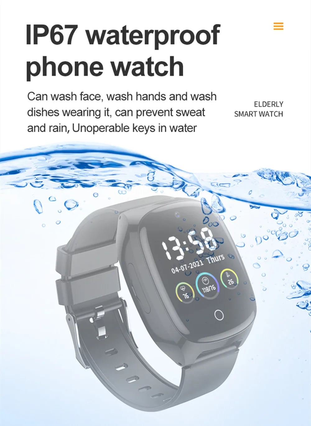 Elderly Smart Watch For Senior Falling Detection GPS Positioning 4G SOS Phone Call Medicine Remind Footprint Track HeartRate GK8
