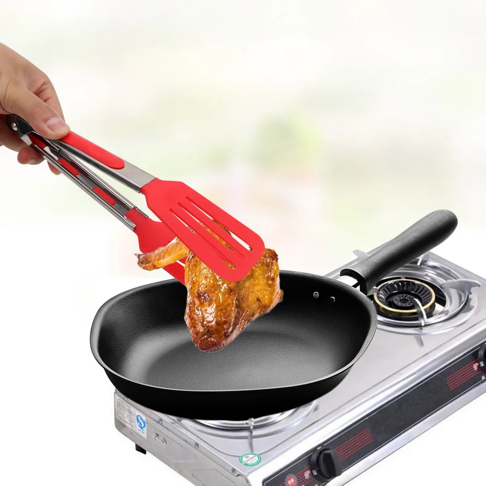 Stainless Steel Handle Utensil Non-Stick Kitchen Tongs Salad Serving BBQ Tongs Pizza Bread Steak Clip Kitchen Cooking Tools