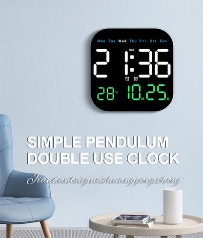 Digital Wall Clock LED Alarm Clock Large Display With Timing Function Remote Control Clock for Living Room Office Bedroom Decor
