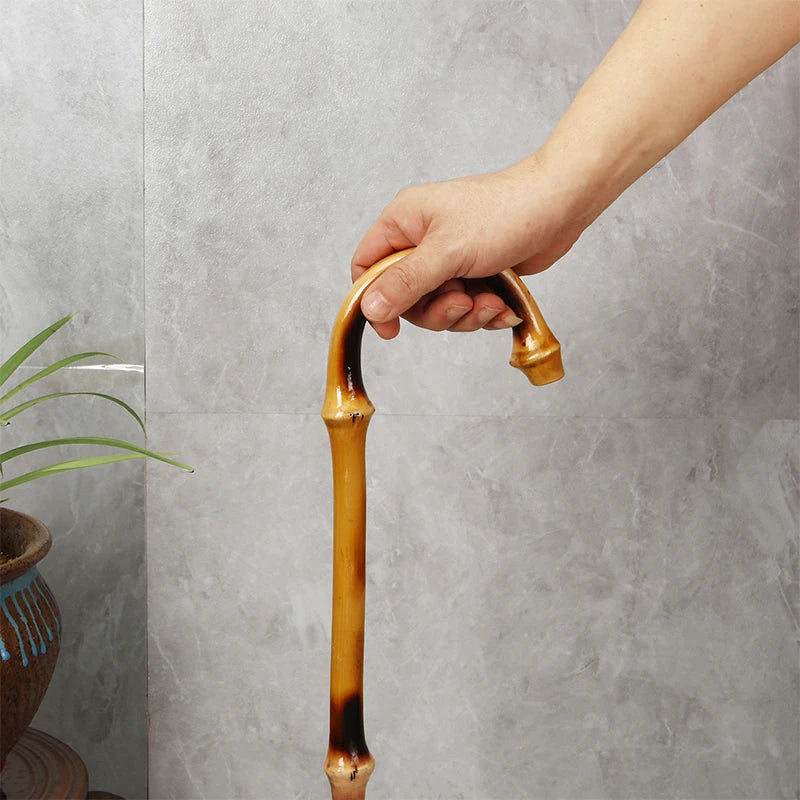 Anti-Slip Rubber Tip Bamboo Walking Cane T-aped ly Walking Sti Handheld ly People's Outdoor Travel king Poles
