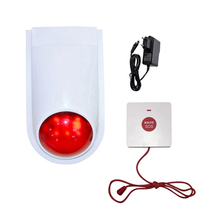 (1 Set) Wireless Emergency Button Calling System 130DB Strobe Siren With 86mm Wall Mounted Panic Button For Hospital Or Bed Call