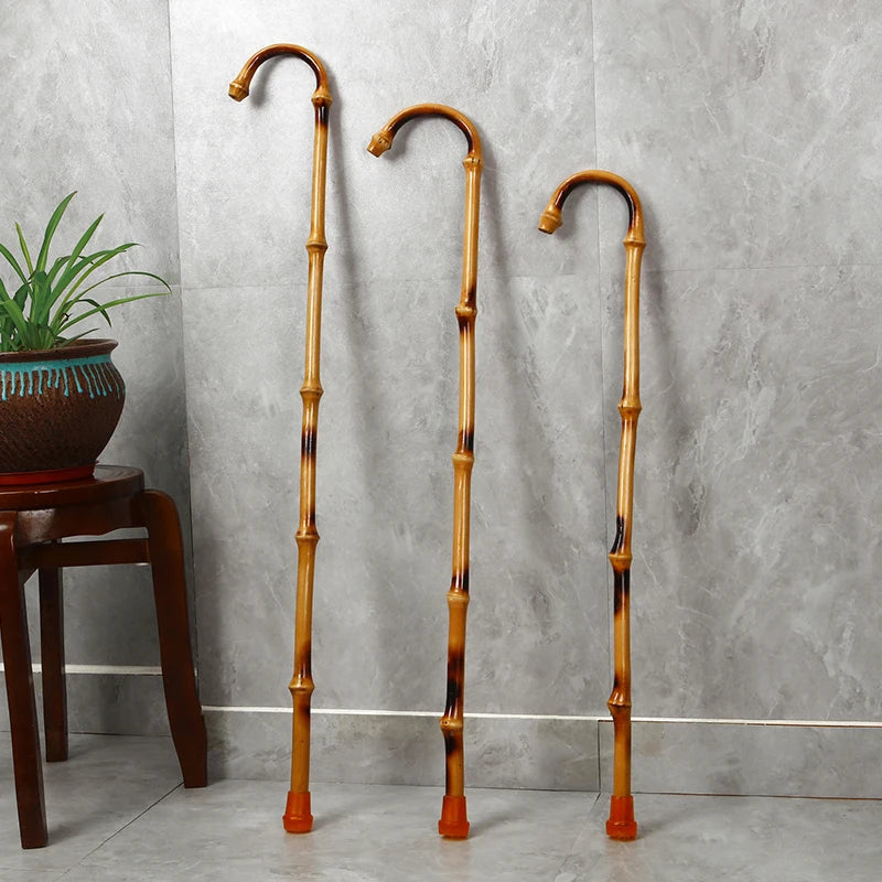 Anti-Slip Rubber Tip Bamboo Walking Cane T-aped ly Walking Sti Handheld ly People's Outdoor Travel king Poles