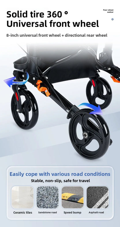 Walker Aid For The Elderly Rehabilitation Walking Anti-Fall Adjustable Folding Walking Rollator Carts With Arm Support Walker