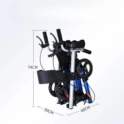 Foldable Walker with Seat & Adjustable Height - Mobility Aid Push Cart for Elderly, Portable Assistive Walking Support Rollator