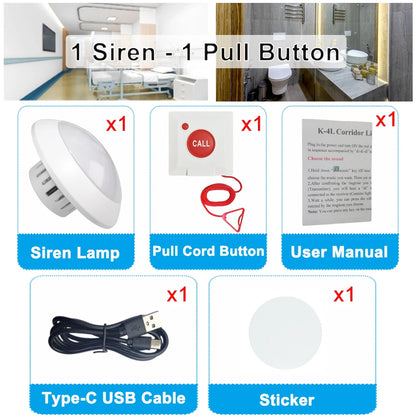 Caregiver Pager Panic Button Wireless Nurse Call Siren Alarm Buzzer System for Elderly Disabled Seniors Toliet Bathroom Hospital