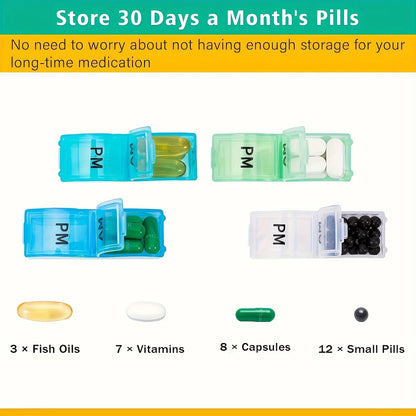 Monthly Pill Organizer For 30 Day, 2 Times a Day, One Month Pill Case AM PM, Travel 4 Week Pill Box, Medications and Supplements