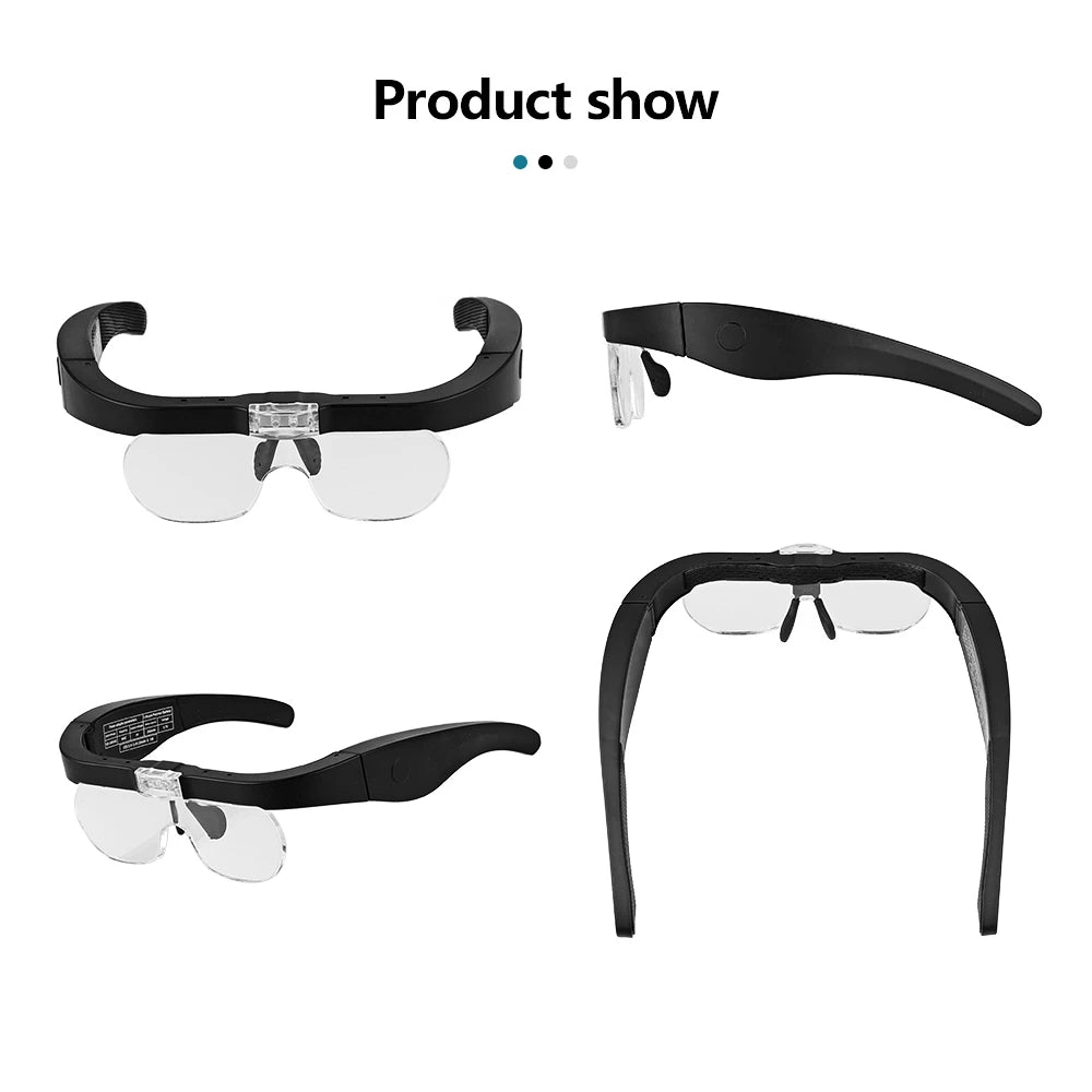 Magnifying Glasses With light LED Reading  Watchmaker Repair Wearing Magnifier 1.5X 2.5X 3.5X 5.0X Usb Rechargeable