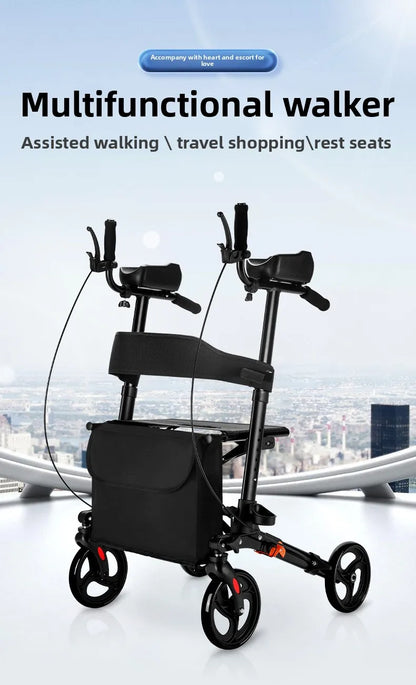 Walker Aid For The Elderly Rehabilitation Walking Anti-Fall Adjustable Folding Walking Rollator Carts With Arm Support Walker