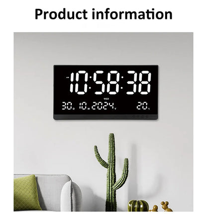 21 Inch Large Digital Wall Clock Large LED Screen Display Clock with Time/Date/Week/Temperature 12/24H Adjustable Brightness