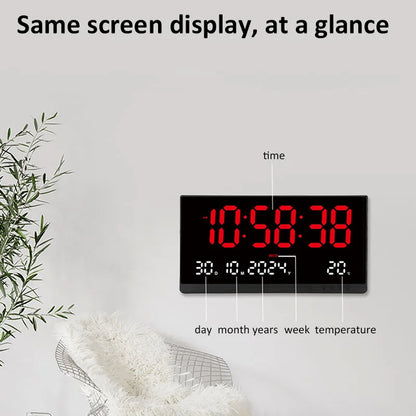 21 Inch Large Digital Wall Clock Large LED Screen Display Clock with Time/Date/Week/Temperature 12/24H Adjustable Brightness