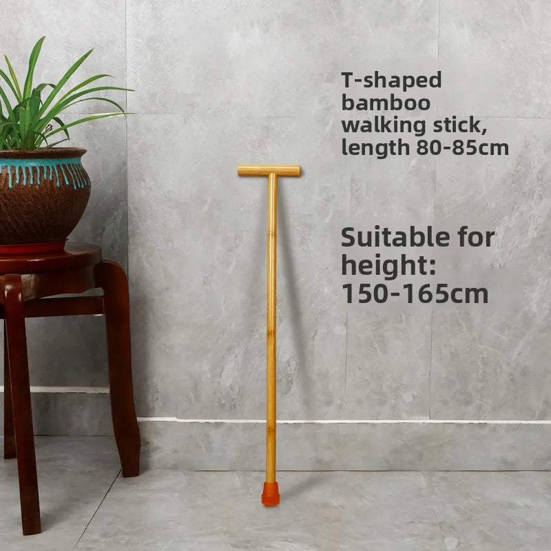 Anti-Slip Rubber Tip Bamboo Walking Cane T-aped ly Walking Sti Handheld ly People's Outdoor Travel king Poles