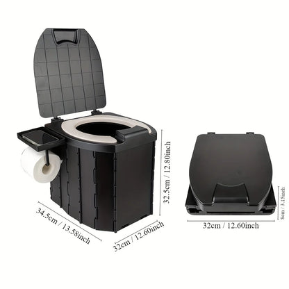 Portable Folding Toilet With PU Seat Cushion, Portable Toilet With Lid For RV, Car, Camping, Hiking, Travelling