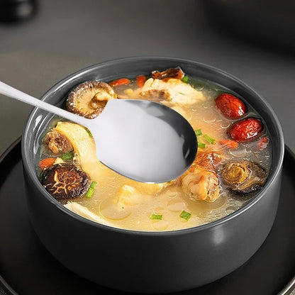 Stainless Steel Large Spoon Long Handle Soup Public Spoons Big Head Round Fruit Food Scoop Kitchen Restaurant Tableware Ladle