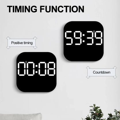 Digital Wall Clock LED Alarm Clock Large Display With Timing Function Remote Control Clock for Living Room Office Bedroom Decor