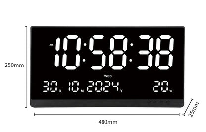 21 Inch Large Digital Wall Clock Large LED Screen Display Clock with Time/Date/Week/Temperature 12/24H Adjustable Brightness