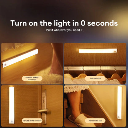 Motion Sensor Light Wireless LED Night Light USB Rechargeable Night Lamp Cabinet Wardrobe Lamp Staircase Backlight For Kitchen 1