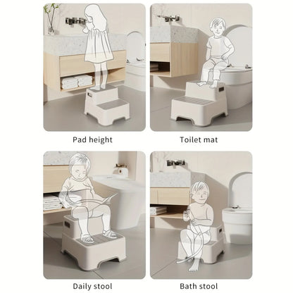 Portable Step Stool Bathroom Anti Slip Two-step Ladder: Suitable for Toilet Training and Sink - Plastic, No Electricity Required