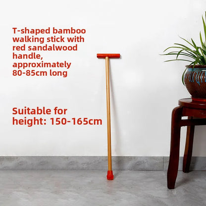 Anti-Slip Rubber Tip Bamboo Walking Cane T-aped ly Walking Sti Handheld ly People's Outdoor Travel king Poles