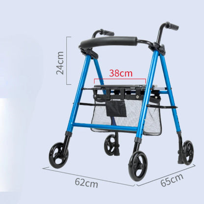 Foldable Walker with Seat & Adjustable Height - Mobility Aid Push Cart for Elderly, Portable Assistive Walking Support Rollator