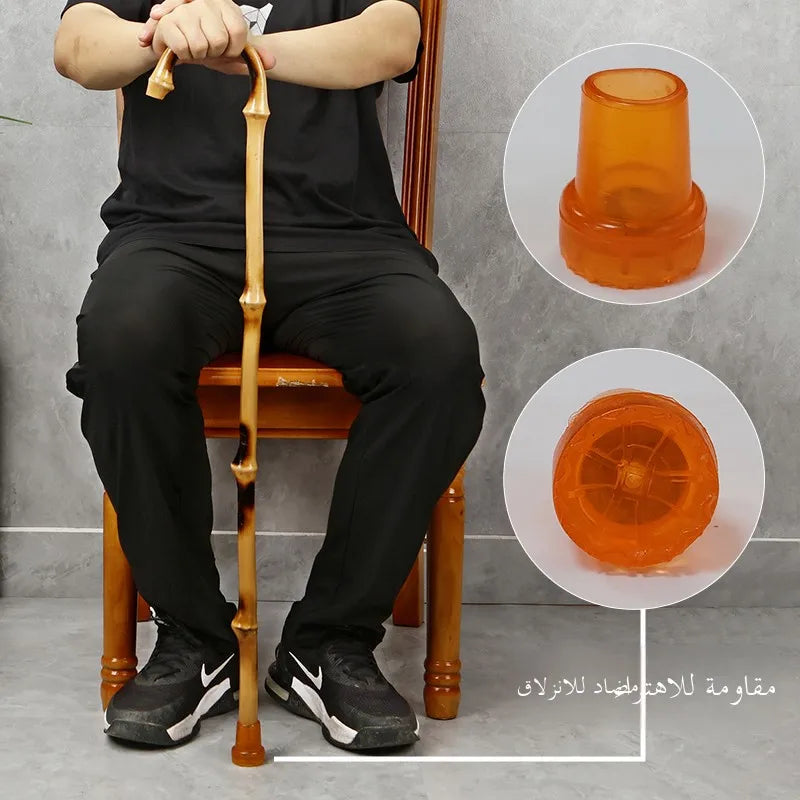 Anti-Slip Rubber Tip Bamboo Walking Cane T-aped ly Walking Sti Handheld ly People's Outdoor Travel king Poles