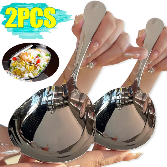 Stainless Steel Large Spoon Long Handle Soup Public Spoons Big Head Round Fruit Food Scoop Kitchen Restaurant Tableware Ladle