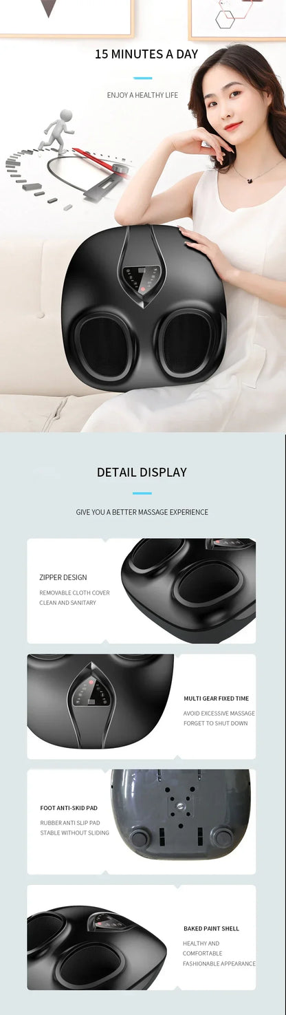 Foot Massager Electric Vibrator Shiatsu Heating Therapy Hot Compression Knead Roller Muscle Relaxation Pain Relief 6D Massage