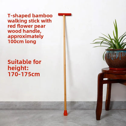 Anti-Slip Rubber Tip Bamboo Walking Cane T-aped ly Walking Sti Handheld ly People's Outdoor Travel king Poles