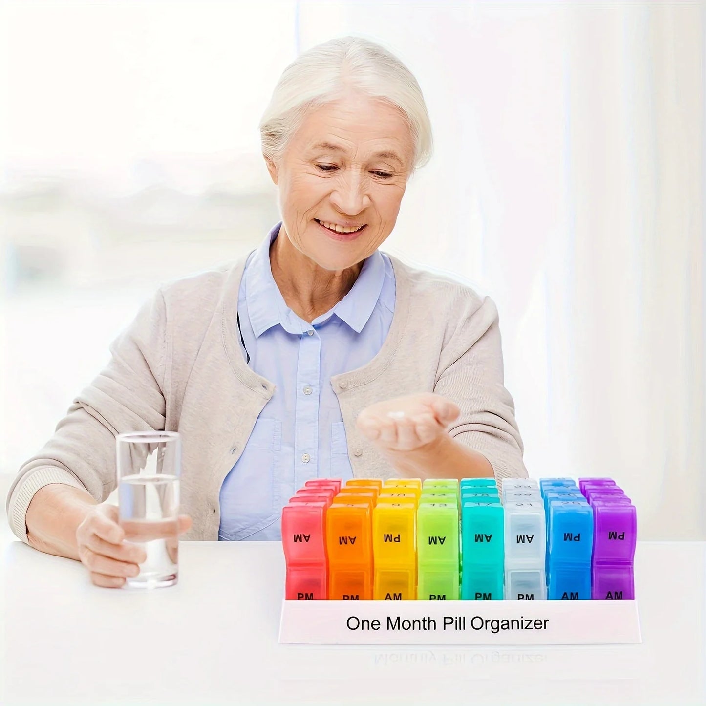 Monthly Pill Organizer For 30 Day, 2 Times a Day, One Month Pill Case AM PM, Travel 4 Week Pill Box, Medications and Supplements
