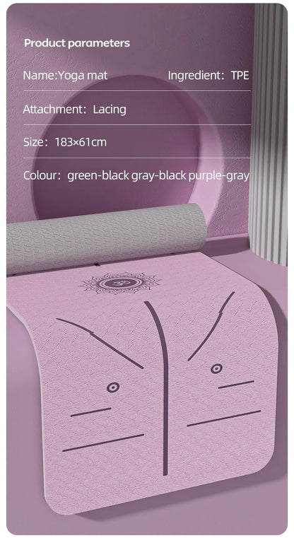 Yoga Mat, Anti Slip and Environmentally Friendly Fitness Exercise Mat with Shoulder Straps, Professional Yoga Mat, Suitable