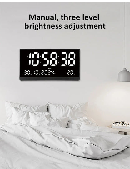 21 Inch Large Digital Wall Clock Large LED Screen Display Clock with Time/Date/Week/Temperature 12/24H Adjustable Brightness