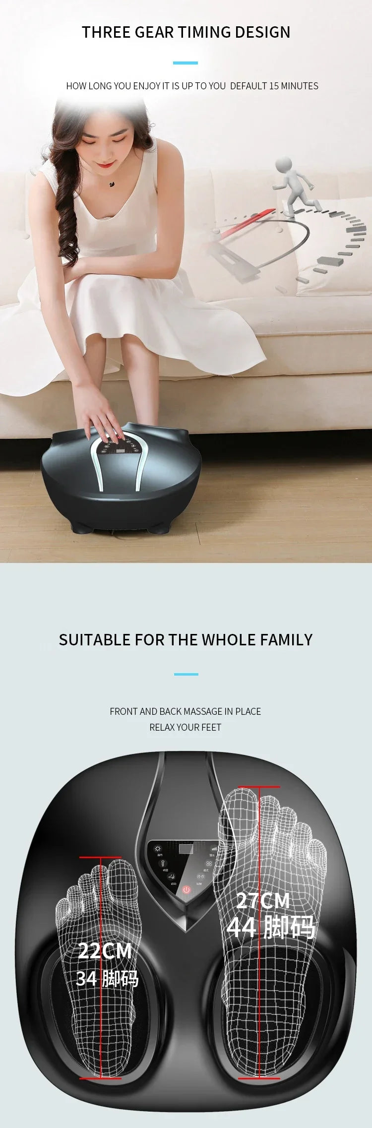 Foot Massager Electric Vibrator Shiatsu Heating Therapy Hot Compression Knead Roller Muscle Relaxation Pain Relief 6D Massage